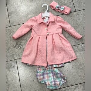 Little Lass Plaid Easter Dress with Coat and Headband